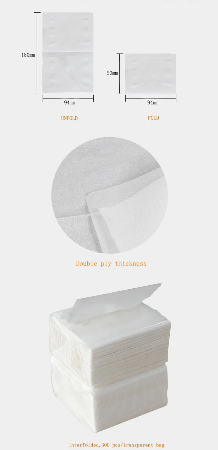 Disposable Restaurant Dining Cutlery Pulp White Napkin Tissue Serviette