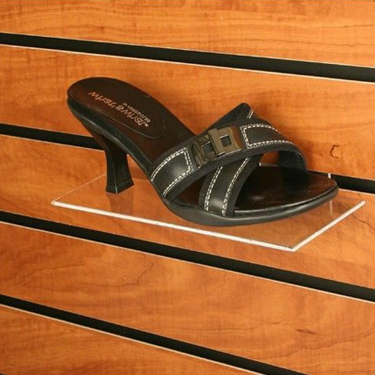 Custom Clear Wall Floating Shoe Display Rack Acrylic Slatwall Shoe