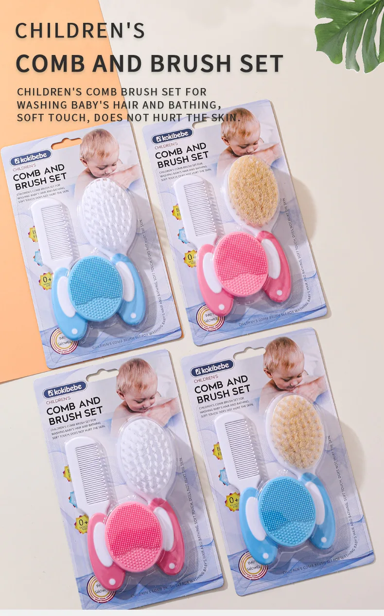 Safety Comb and Brush Set Plastic Baby Grooming Kit for Newborn Head Care and Massage