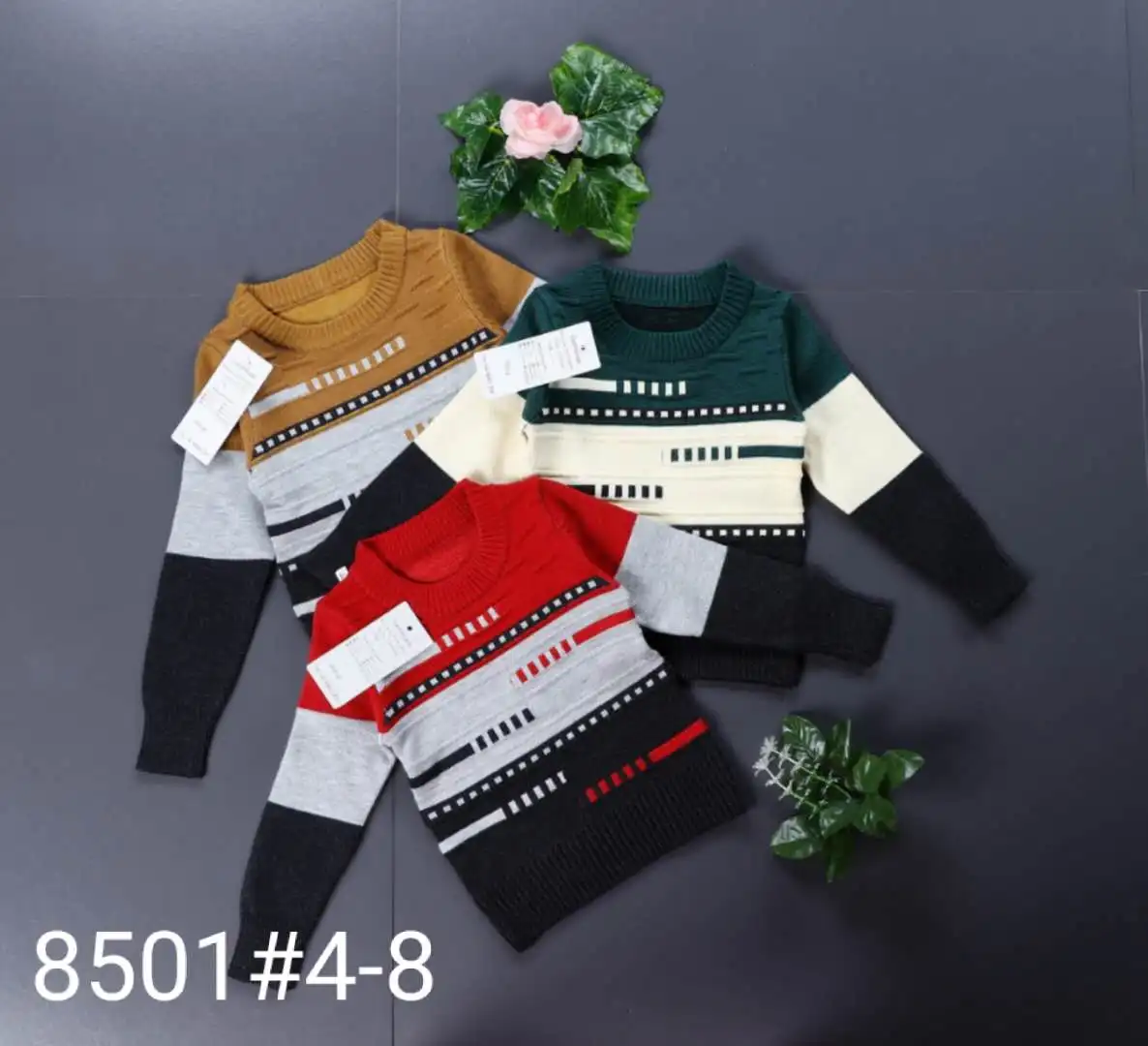 Wholesale Boys Sweater Design O-neck knitted handmade high quality cotton sweater for kids