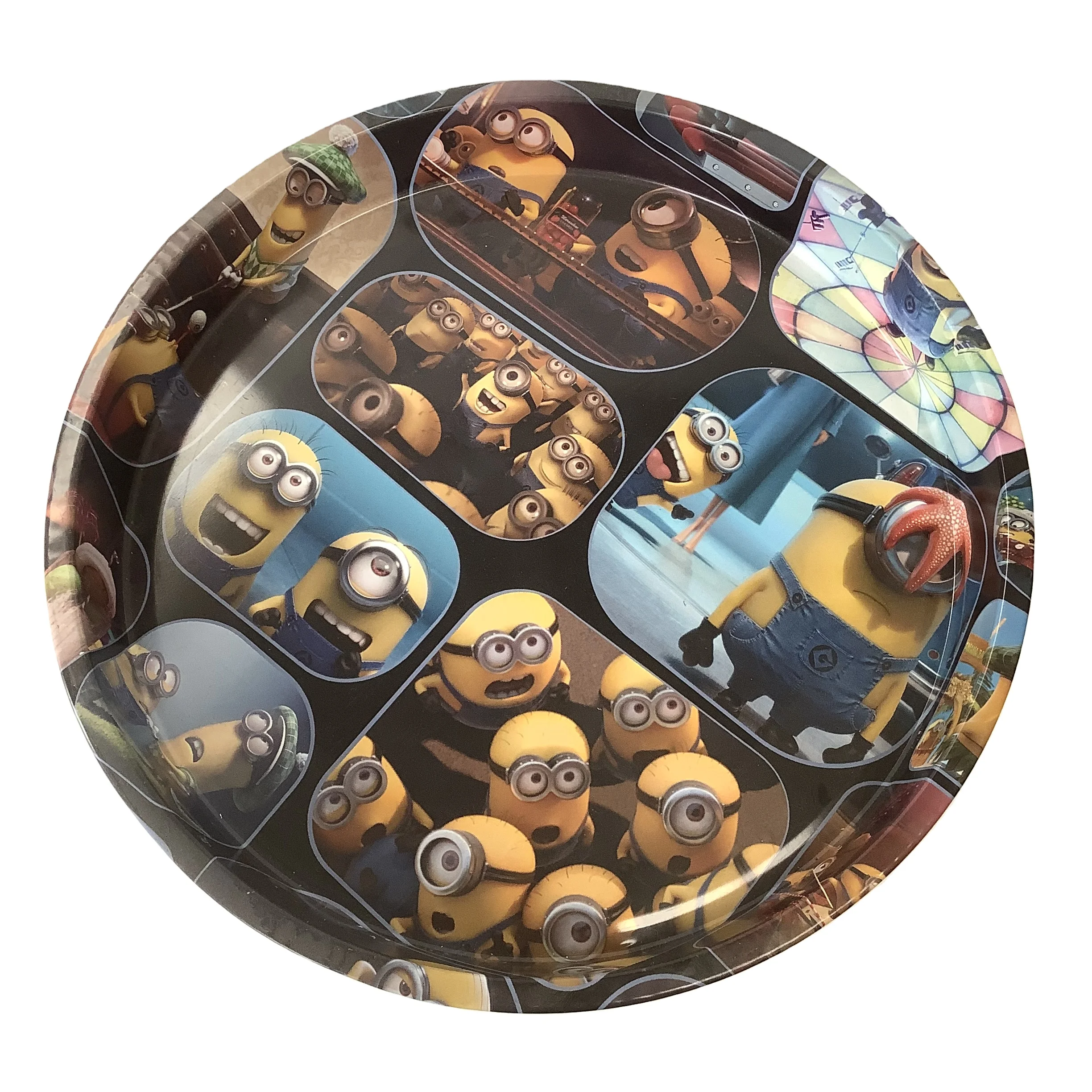 33x4cm Wholesale Round Antislip Serving Rolling Metal Tin Tray For Bar