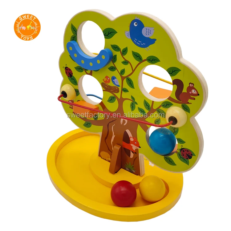 Baby Toys Preschool Intelligence Big Tree Wooden Rolling Ball Track Toy For Kids Buy Wood Ball