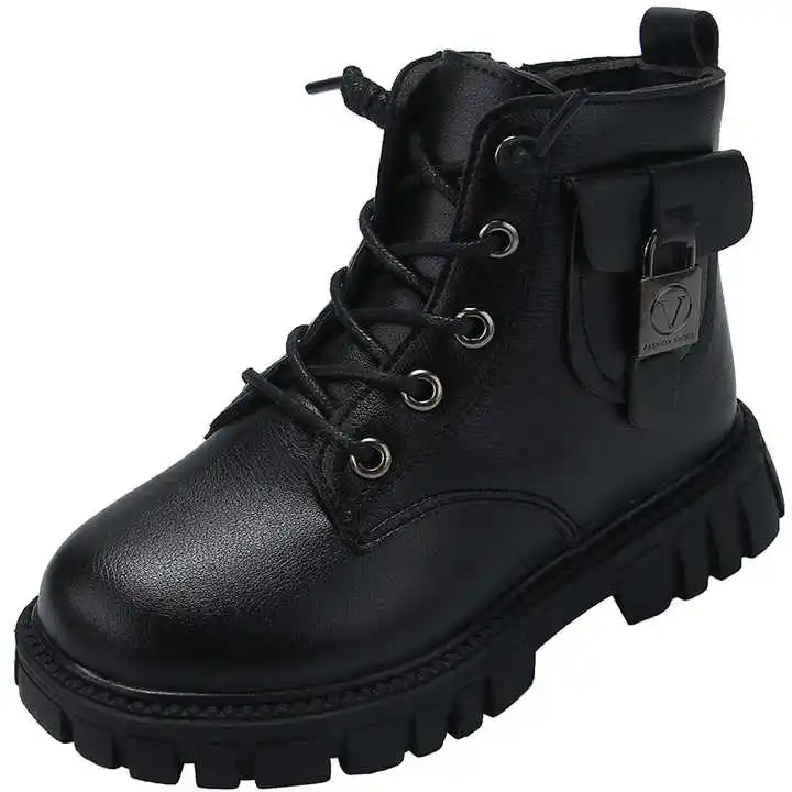 New Children's Shoes Fashion Boys And Girls Pu Leather Martin Boots ...