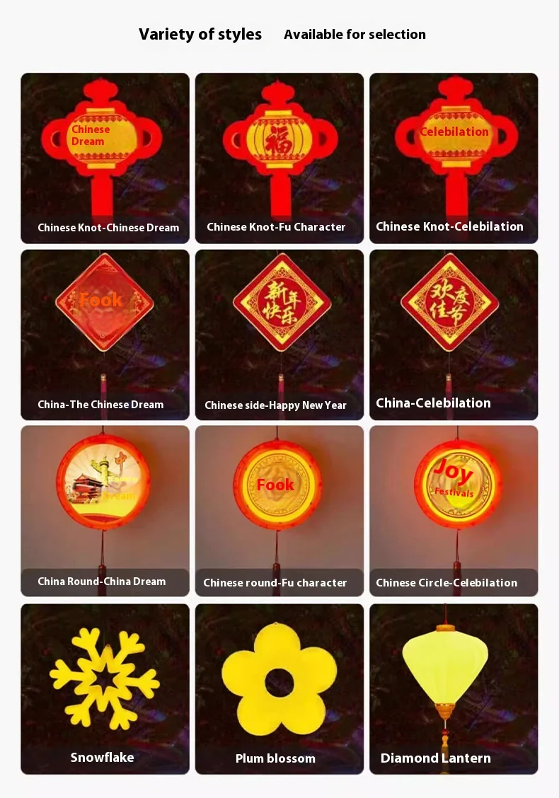 Chinese Knot Fu Character Pendant for Outdoor Festivals Hanging Tree Lights for Spring Festival Lighting Christmas Lighting