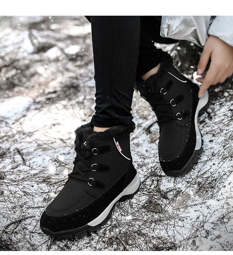 Outdoor Winter Durable Women Snow Boot Warm Mid-Calf Cotton Casual Girl Shoes