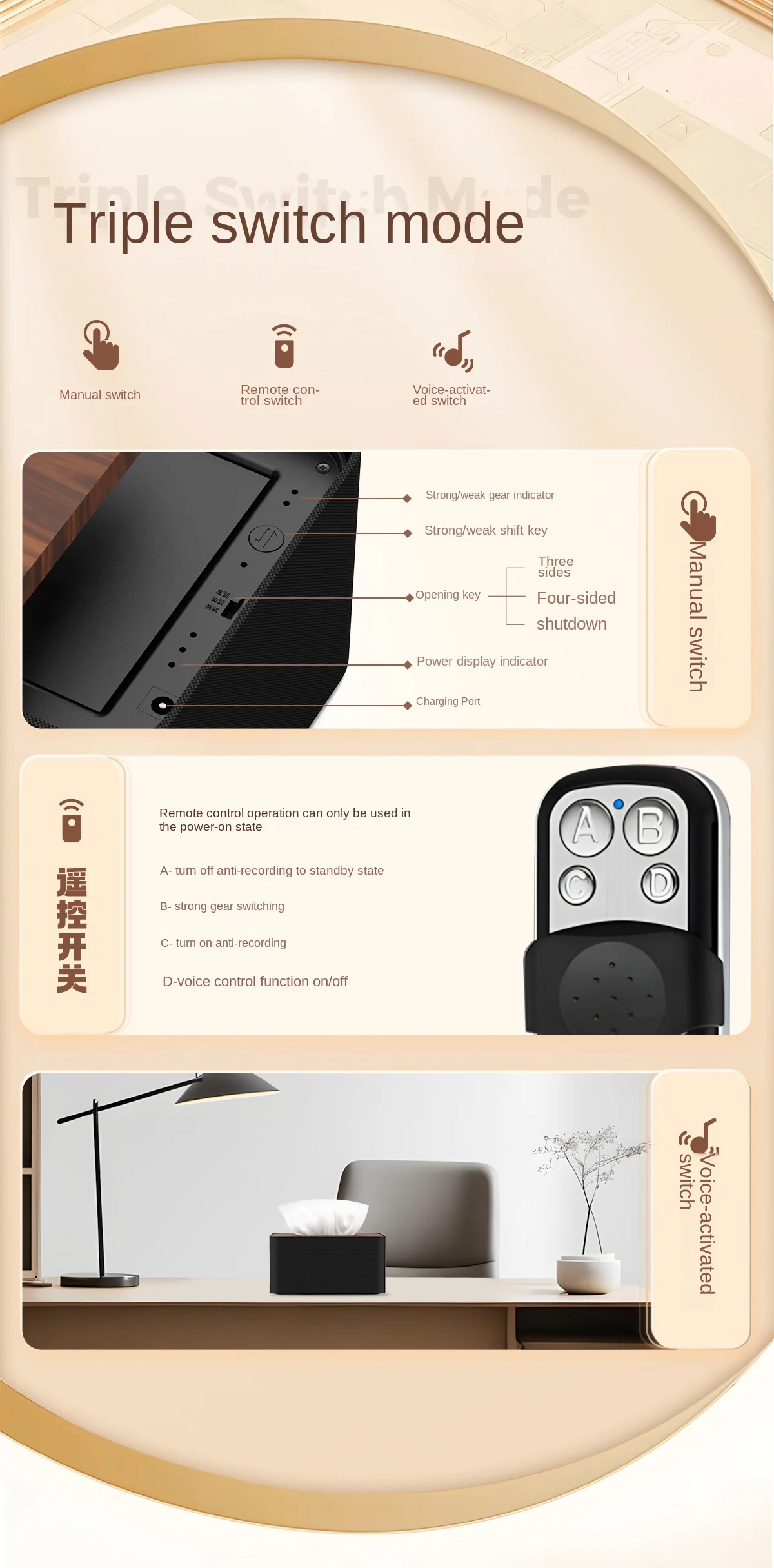 F18 Office & Conference Room Anti-Recording & Overhearing Shielding Device Mobile Phone Recording Blocker Alarm System Equipment