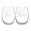 Glass ware elegant engraved his and hers stemless wine glasses for gift