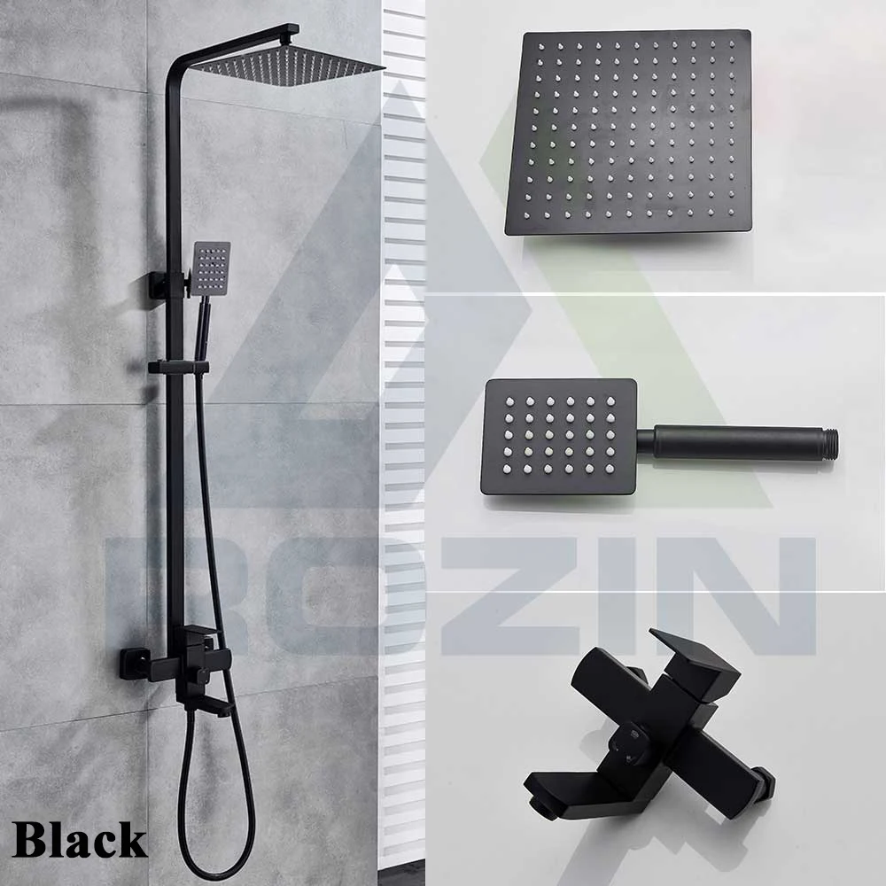 Brushed Gold Shower Faucet In Wall 8" Stainless Steel Rainfall Bath