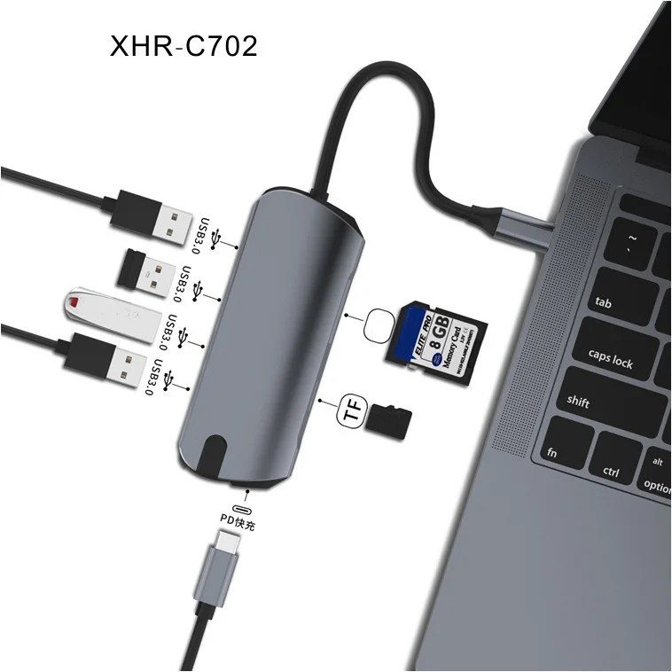 5 in 1 Type c combo USB3.0*3+PD*1+HDTV*1 adapter type C hub for macbook for huawei