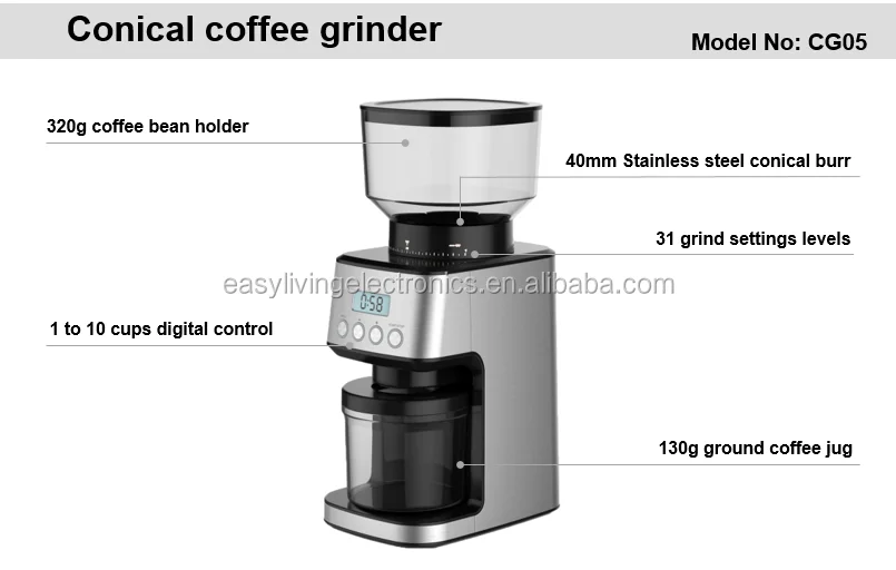 Adjustable Burr Mill Coffee Bean Grinder with 31 Grind Settings Electric  Burr Coffee Grinder for Espresso Coffee