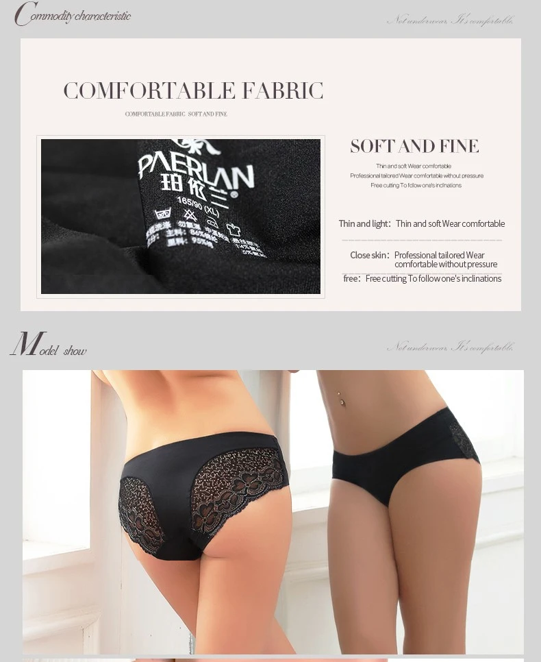 Wholesale Women Plus Size Underwear Ice Silk Seamless Sexy Briefs Lace