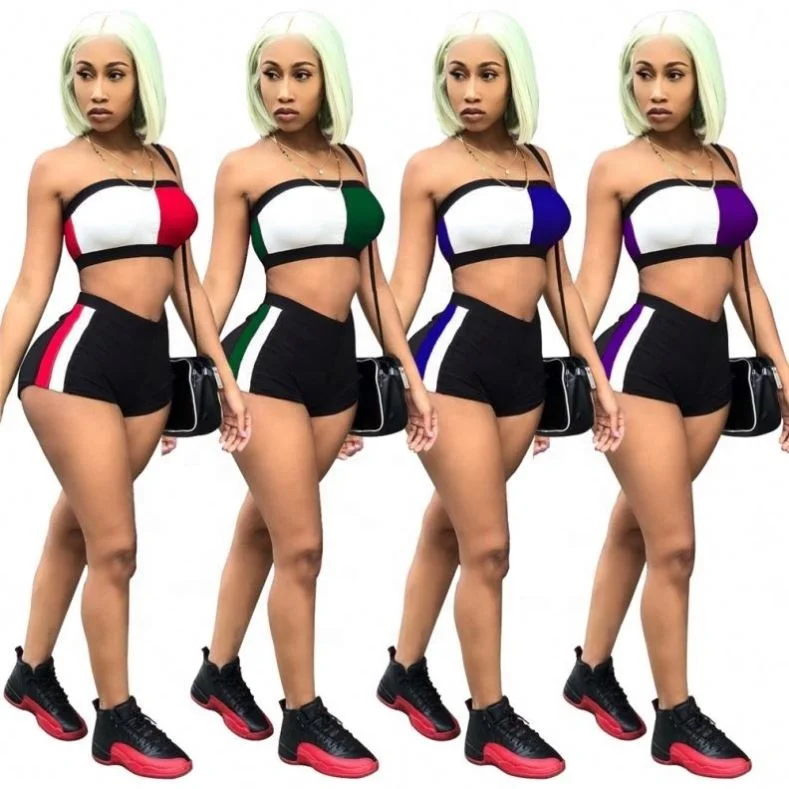 

2021 Custom crop top and shorts summer two piece outfits for women