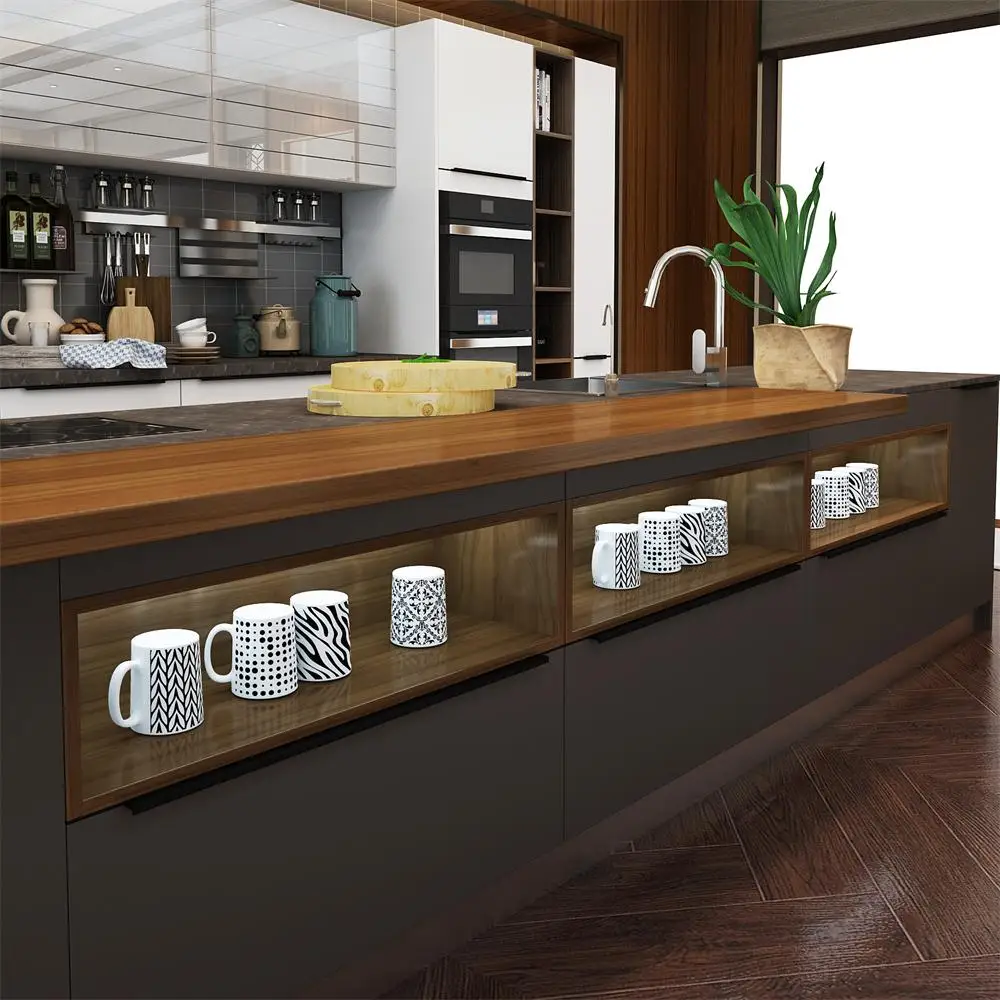 Lujo Moderno Gabinete De Cocina De Alto Brillo Diseño Color Foshan