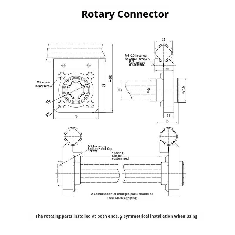 product single sided rotary connector third generation aluminum alloy square shape grade 1000 series lean pipe connection accessories-16