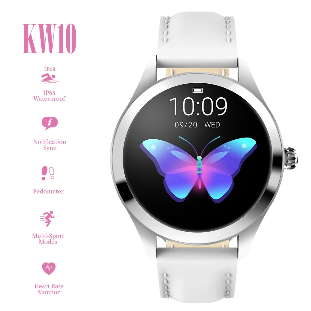 Amazon New Products KW10 Smart Watch Women IP68 Waterproof Heart Rate Monitoring Fitness Bracelet Smartwatch KW10
