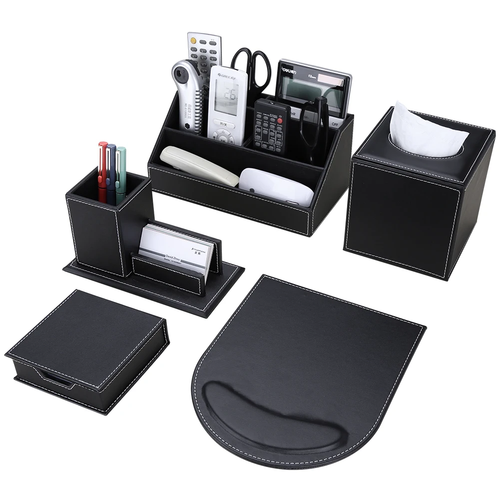 School Brown Desk Set Leather Items Office Stationery Home Desktop