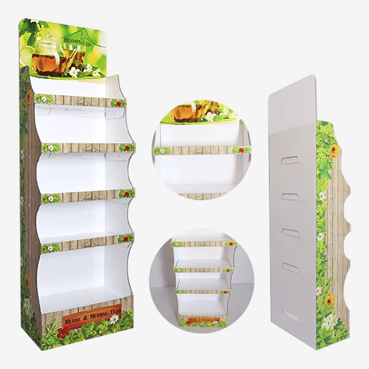 Retail Store Free Standing Colourful Printed High Quality Tea Set Box