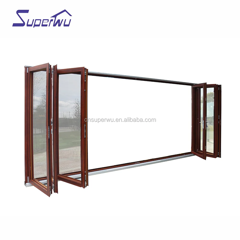 6 Panels wooden color frame aluminum folding door bifolding door
