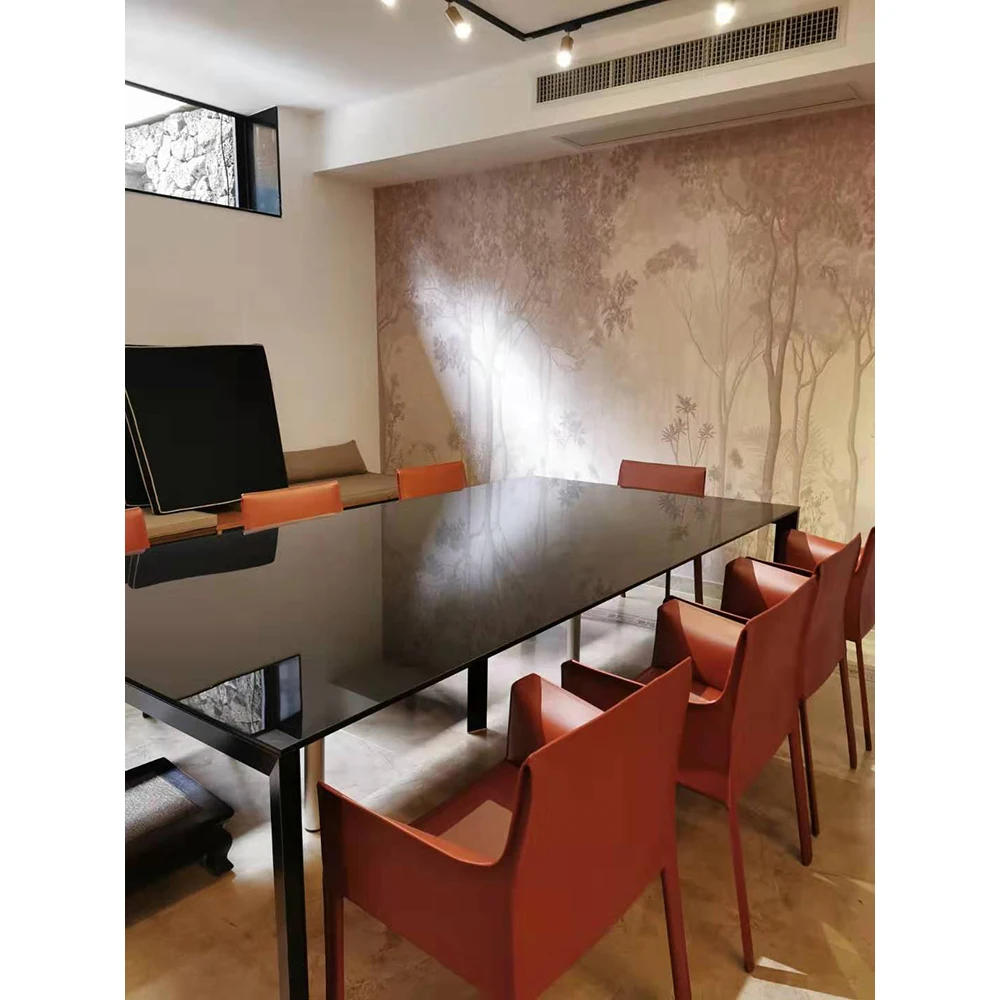 Modern Restaurant Furniture Dinning Table Set Black Home Furniture Glass Dining Table Painted