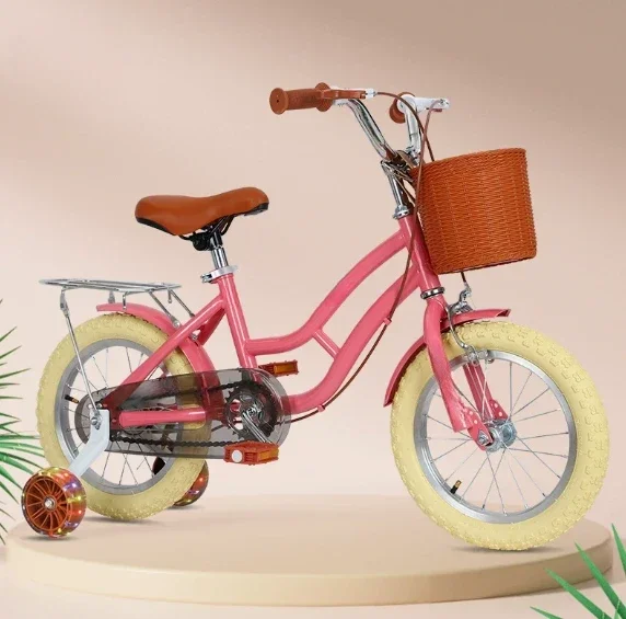 product girls princess bike 12 18 inch with rear seat  flash training wheels retro style kids bicycle435-6