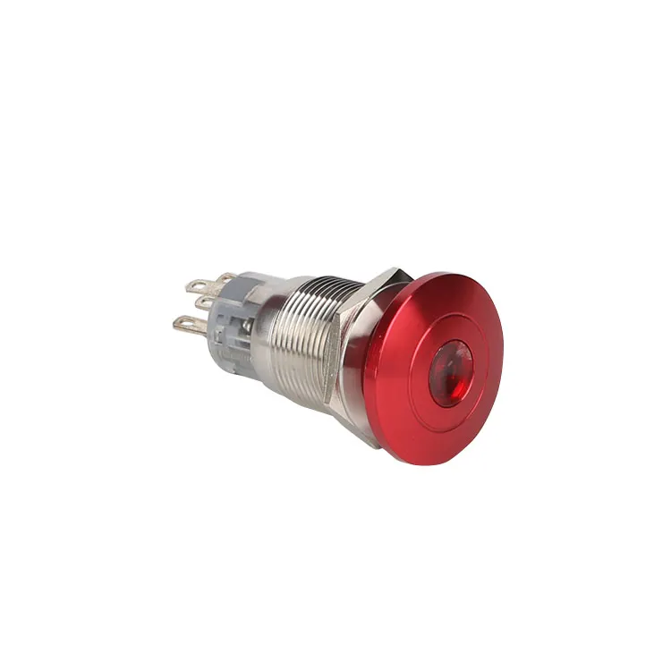 19mm mushroom momentary 1 No 1 Nc  stainless steel waterproof signal dot led  push button switch