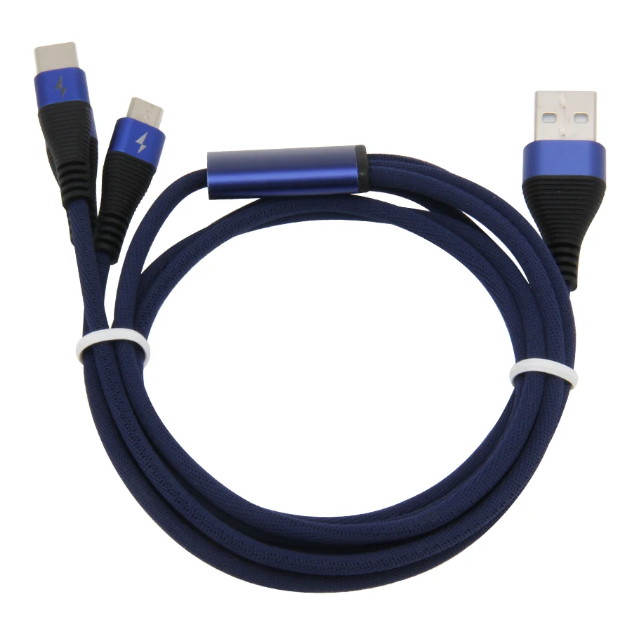 120cm 3 in 1 USB Charger Cable For iPhone & Micro USB & Type C Cables Fast Charging Charger Cord for iPhone X Samsung S10 - ANKUX.COM