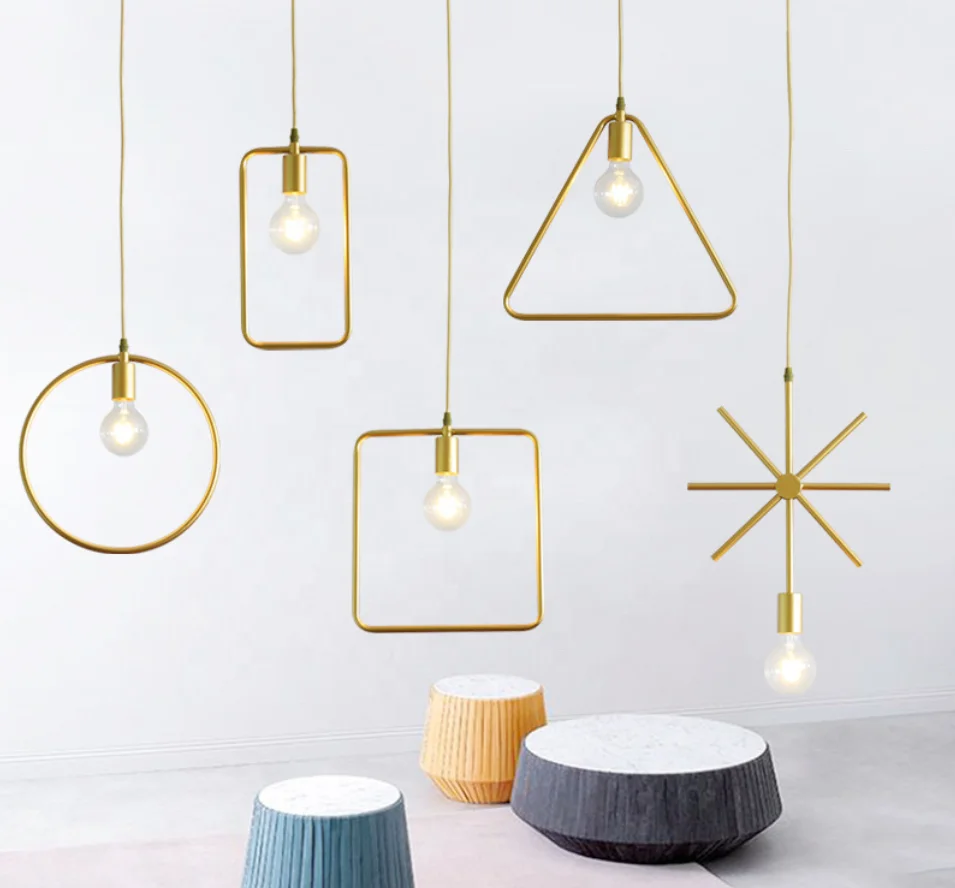 UK Geometric Metal Decor Indoor Hanging Gold Chandelier Light Bulbs Modern Ceiling Lamps 2020 Light Fixtures