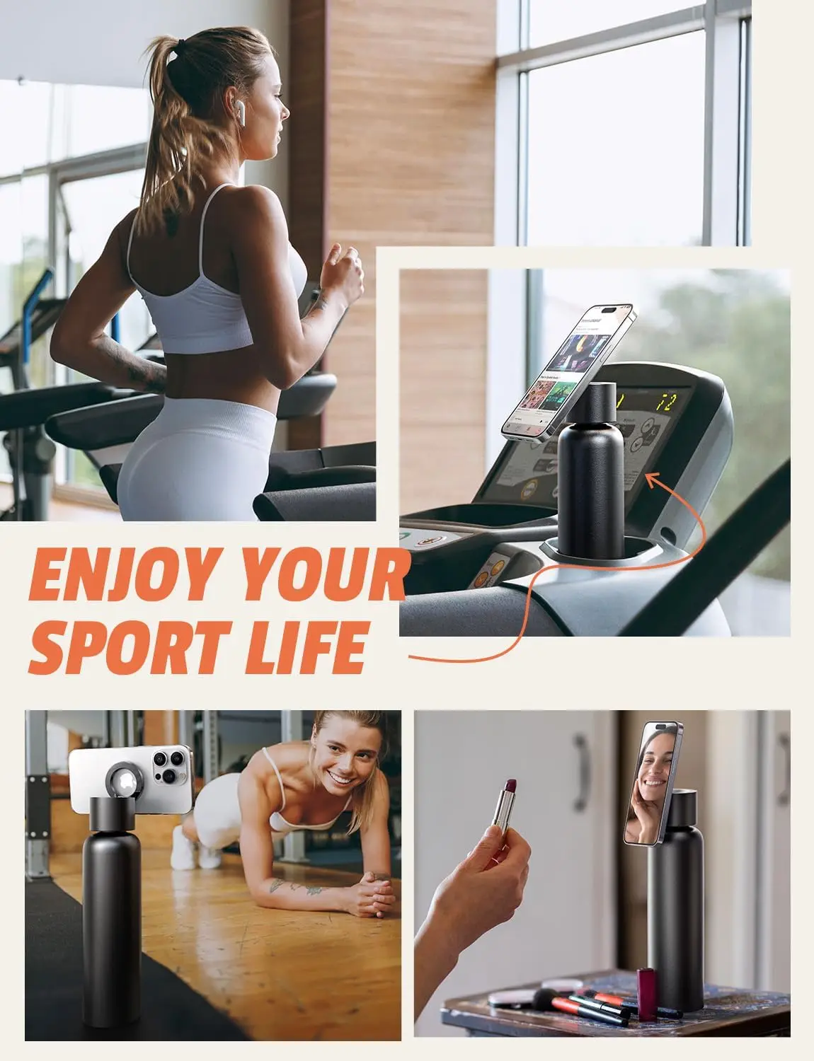 24oz Stainless Steel Sports Bottle Running Gym Double