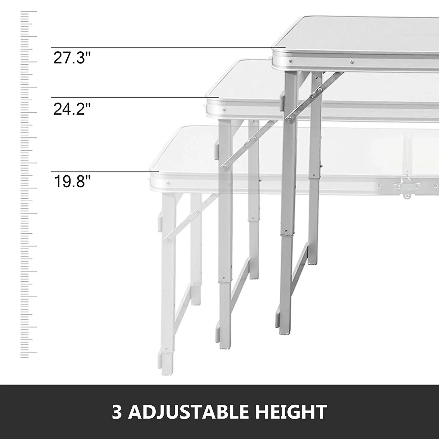 Aluminum Folding Picnic Table With 4 Benches 4 Person Adjustable Height