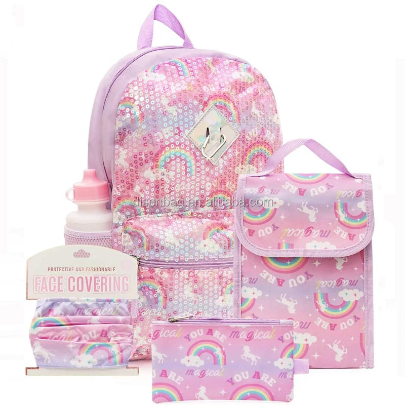Wholesale Lightweight Rainbow Print 4in 1 Children School Backpack Set ...
