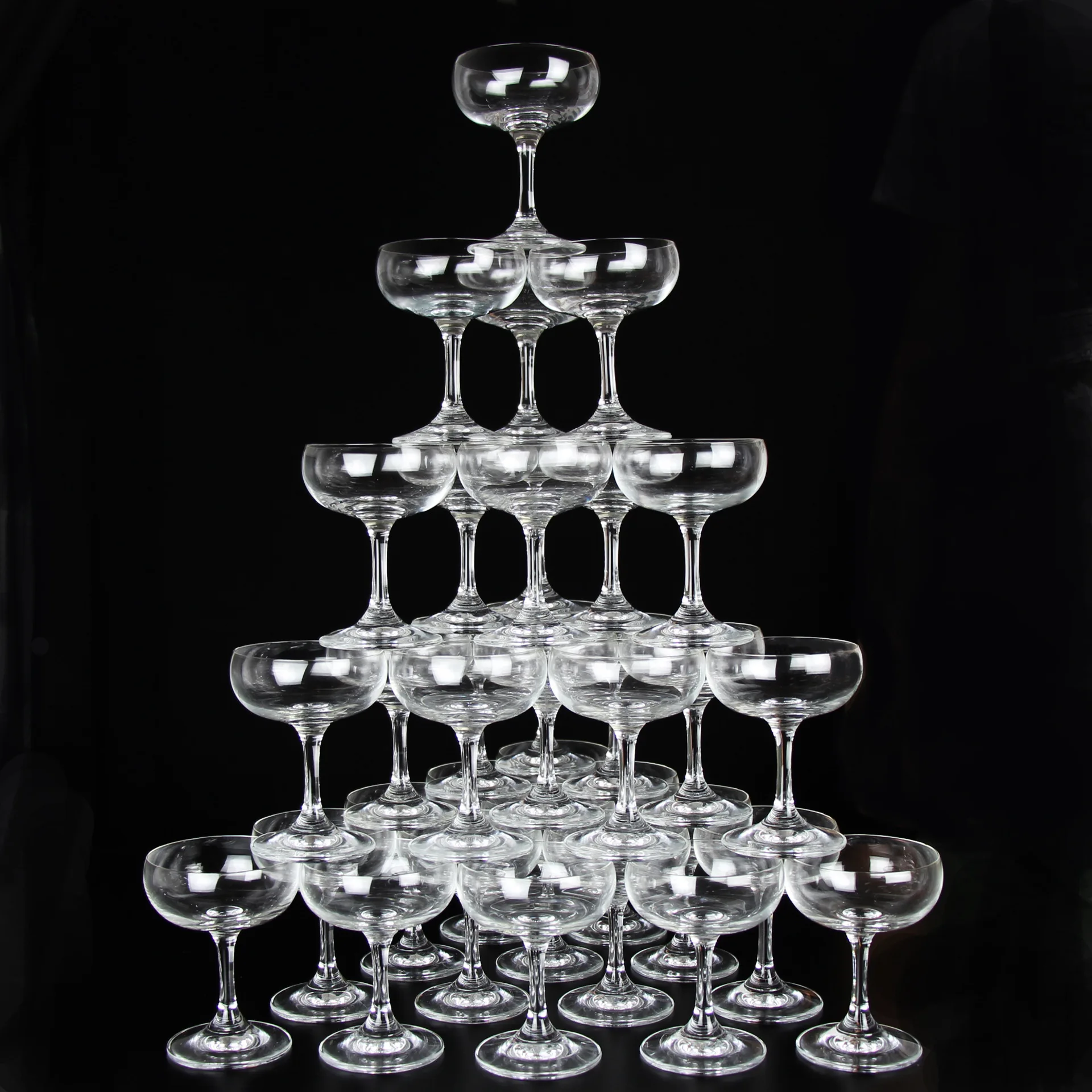 Wholesale Custom Party Bar Clear Glass Coupe Tower Cocktail Martini