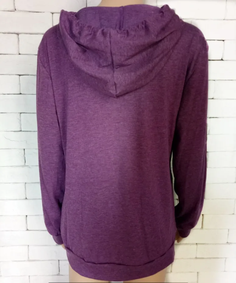 Autumn Long Sleeve Women'S Hoodies Solid Color Tops Sweatshirt With Pocket