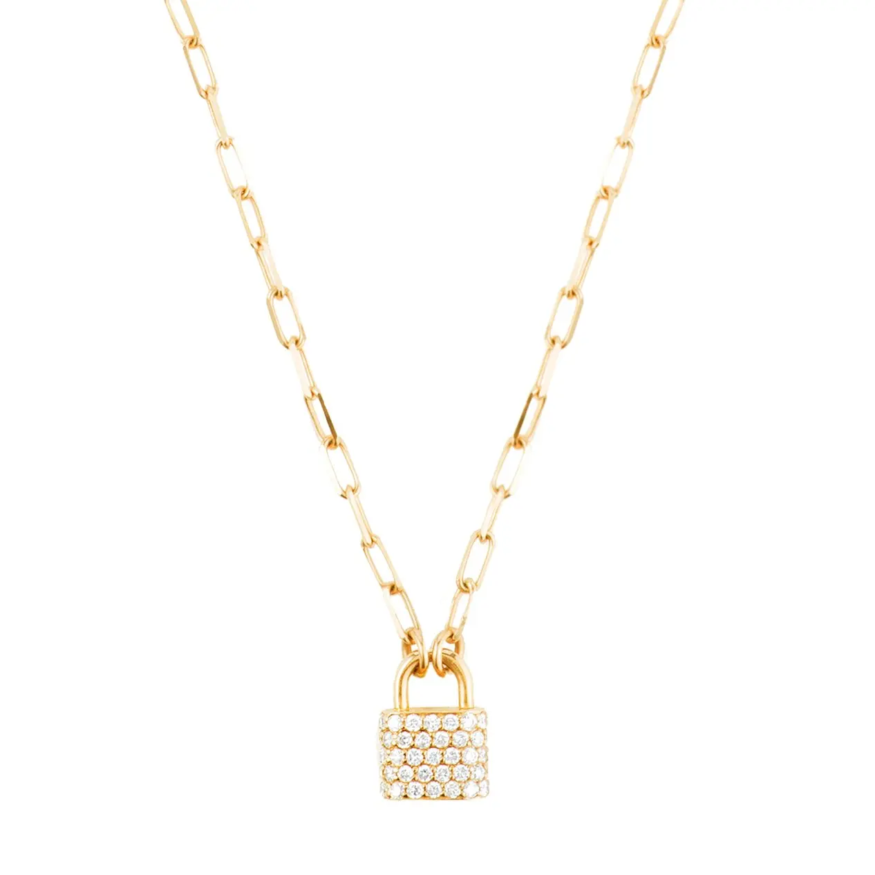 Gold Padlock Necklace Gold Rectangle Chain Necklace Rectangle Chain Lock Necklace