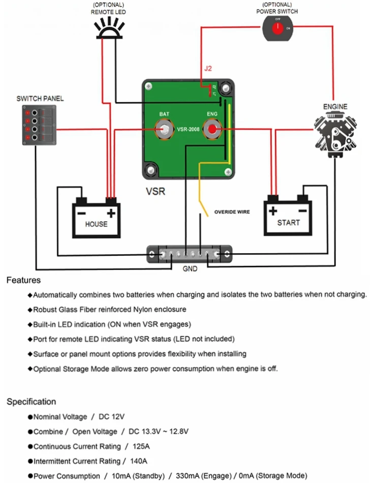 Dual Battery Isolator Kit 12 Volt 140 Amp With Voltage Sensitive Relay ...