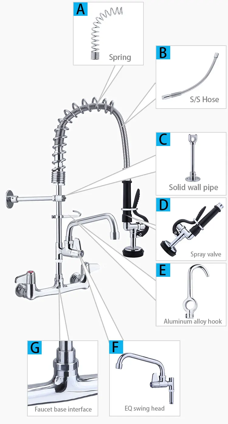 Pds Commercial Hotel Kitchen Faucet Dishwasher With Hot And Cold Multi