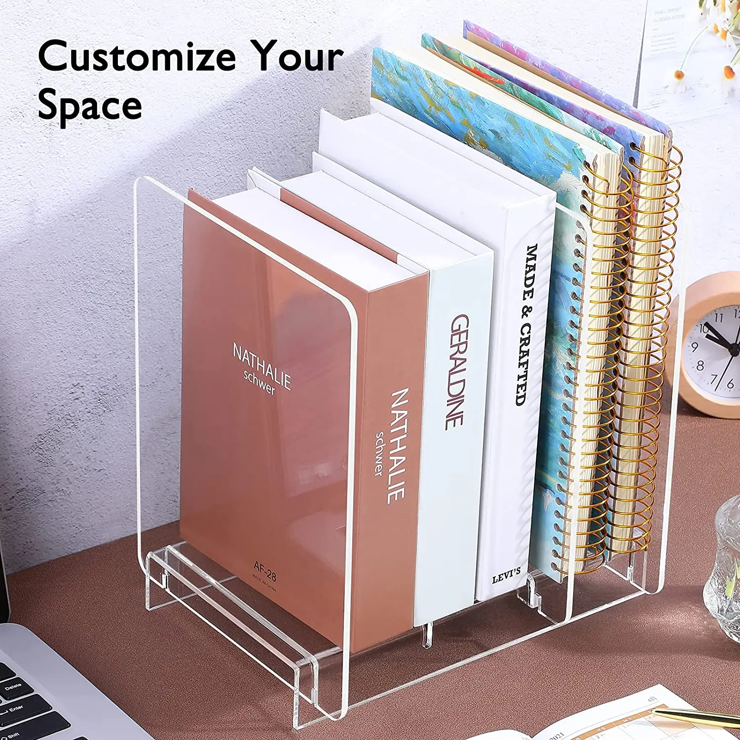 Clear Acrylic Magazine Holder And File Organizer Desk Standing Rack On