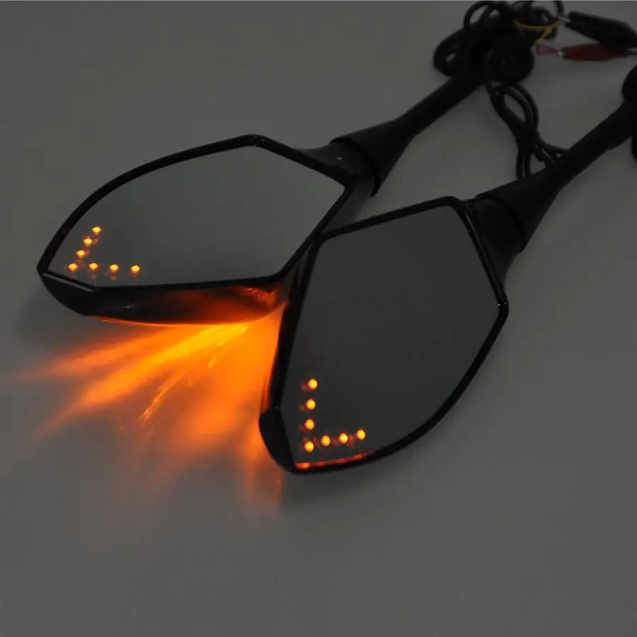 Black Rear View Side Mirrors LED Turn Signals Fits For Honda CBR600RR CBR1000RR CBR250R CBR500R ZX-6R for SUZUKI GSX-R750 600
