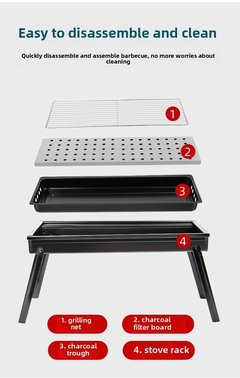 Zibo Stainless Steel Portable Outdoor BBQ Charcoal Grill Small Stove with Smokeless Folding Rack Meat Roaster Oven for Camping
