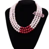 Greek letter red and white multilayer pearl necklace rhinestone brooch delta sigma theta sorority jewelry sets wholesale