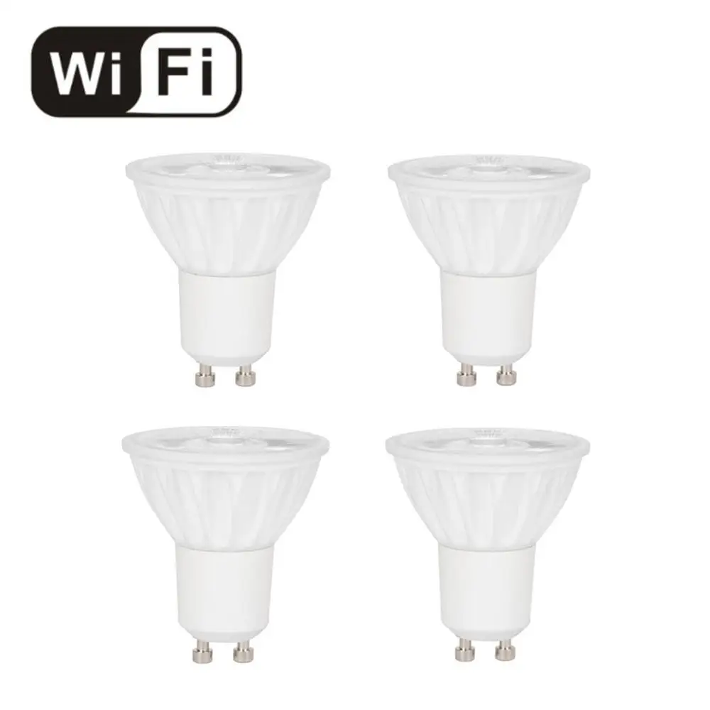 4 - Pack WiFi Smart Alexa GU10 LED Light Bulb 5W, Dimmable Warm White and Cool White (2700k- 6500k)