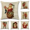 Vintage Newspaper Background Christmas Pillow Santa Claus Home Decor Party Throw Pillow Covers Linen Pillowcase Cushion Cover