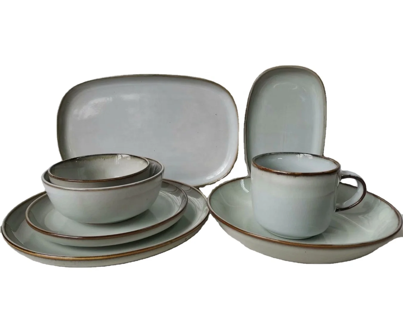 Hot Sale Wholesale Cheap Gray Dinnerware Double Reactive Glaze