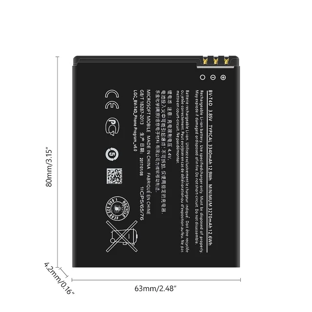 3340mah Bvt4d Bv T4d Battery For Microsoft Nokia Lumia 950 Xl Cityman 940 Xl Rm 1118 Rm 1116 Rm 1085 Lithium Phone Batteries Buy Battery For Microsoft Nokia Lumia 950 Xl Bv T4d Battery 3 85v 3340mah Cell Phone