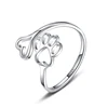 Pet Lovers Dog Paw Heart Rings 925 Sterling Silver Open Adjustable Ring Jewelry for women