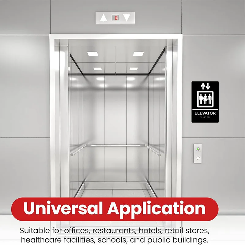 Elevator Braille Sign, ADA-Compliant Braille and Raised Letters Braille Raised Signage for Elevator & Stairway