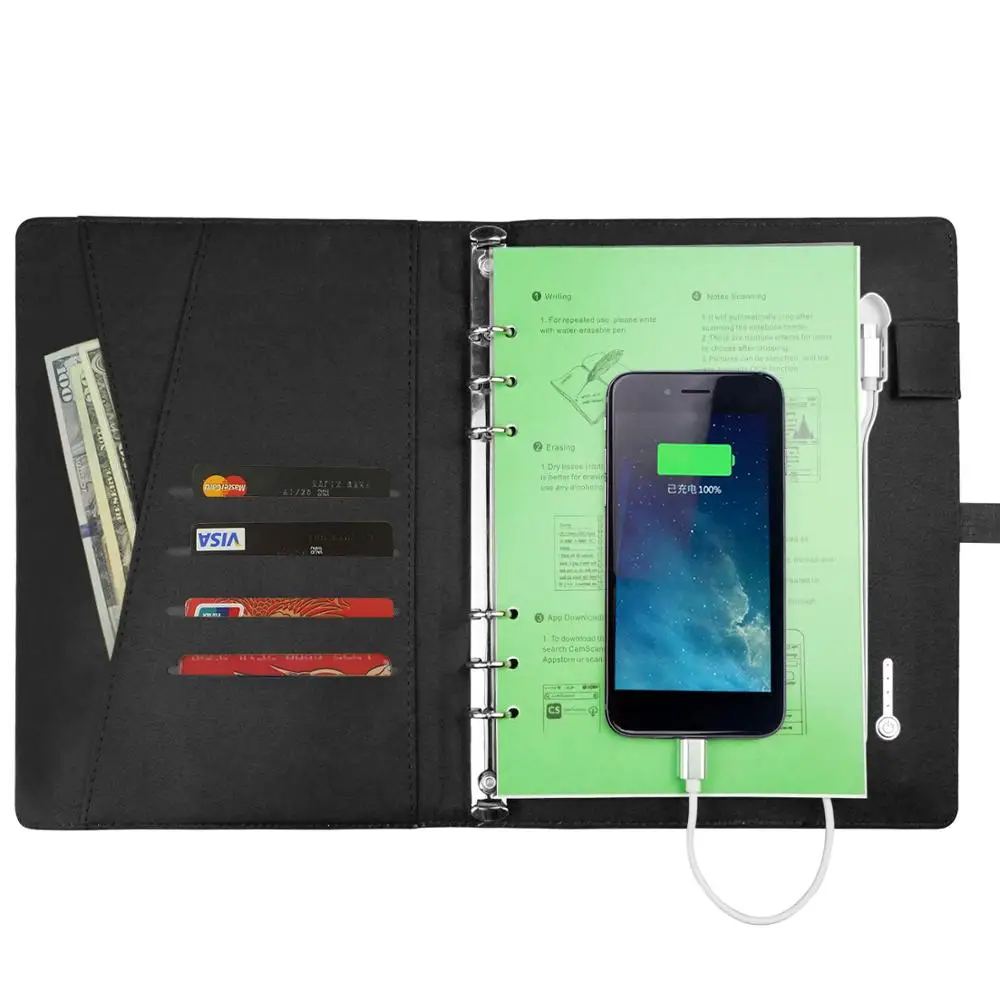 Newyes Business Gift A5 Smart Reusable Diary Charger Powerbank Notebook