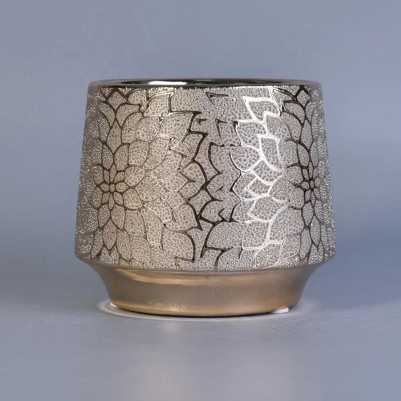 Engraving ceramic candle jar electroplating candle tin home decor
