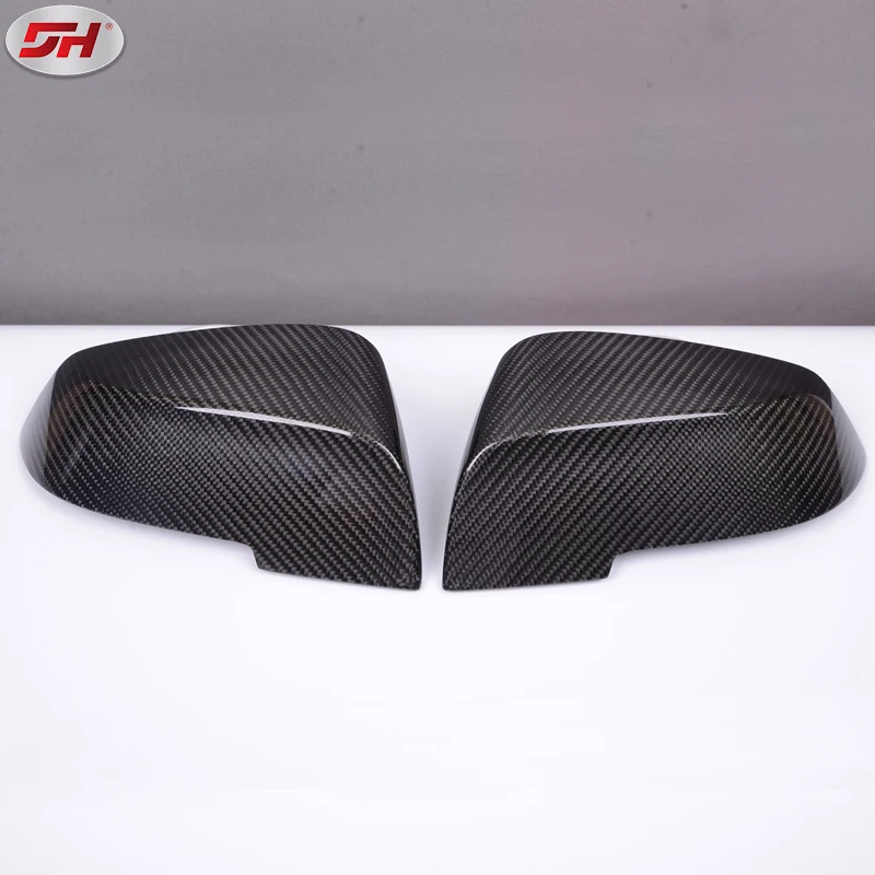 2PCS Replacement Carbon Fiber Material Black Side Mirror Cover for BMW 5 Series 2011-2017 F10/F18