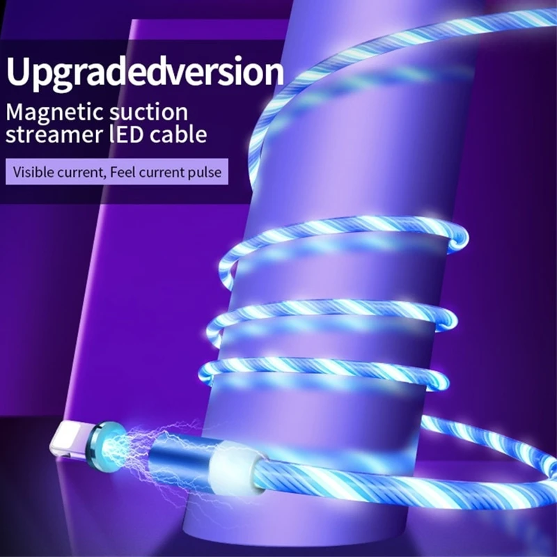 Flowing Light LED Magnetic Charging Cable Micro USB Type C Magnet USB Cable Streamer Phone Charger Cable For iPhone - ANKUX.COM