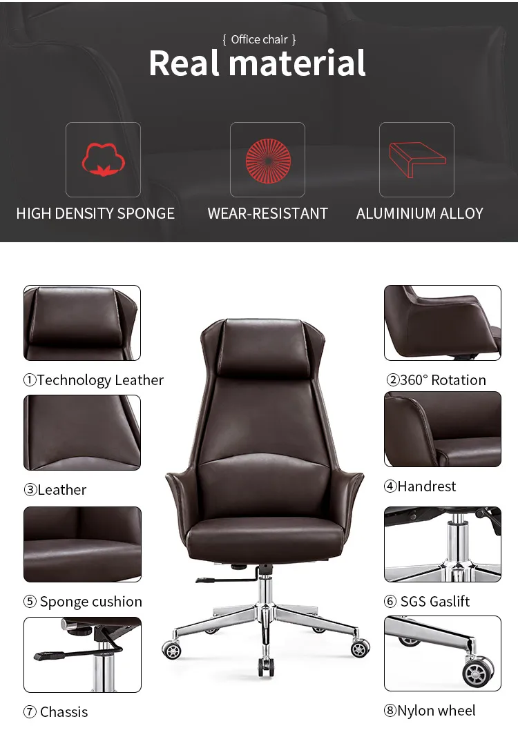 Ergonomic Executive High Grade Leather Office Chair Soft Comfortable Chairs Recliner